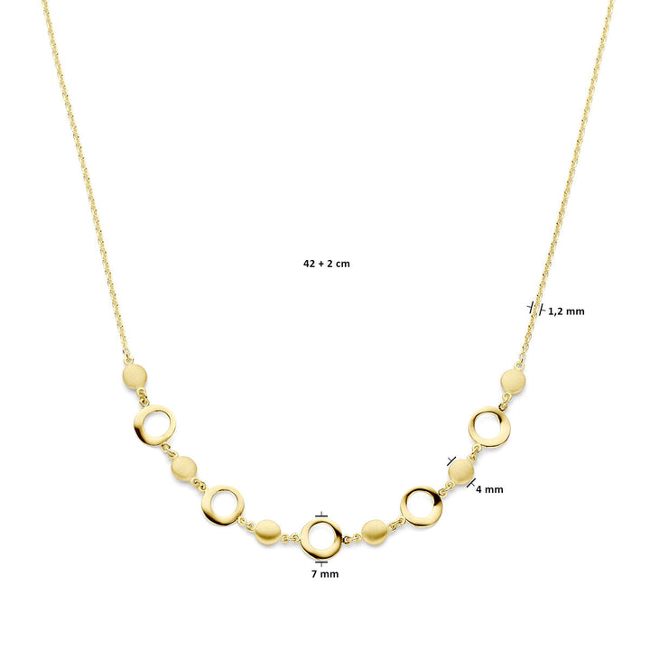 collier 42 + 2 cm poli/mat 14K geelgoud