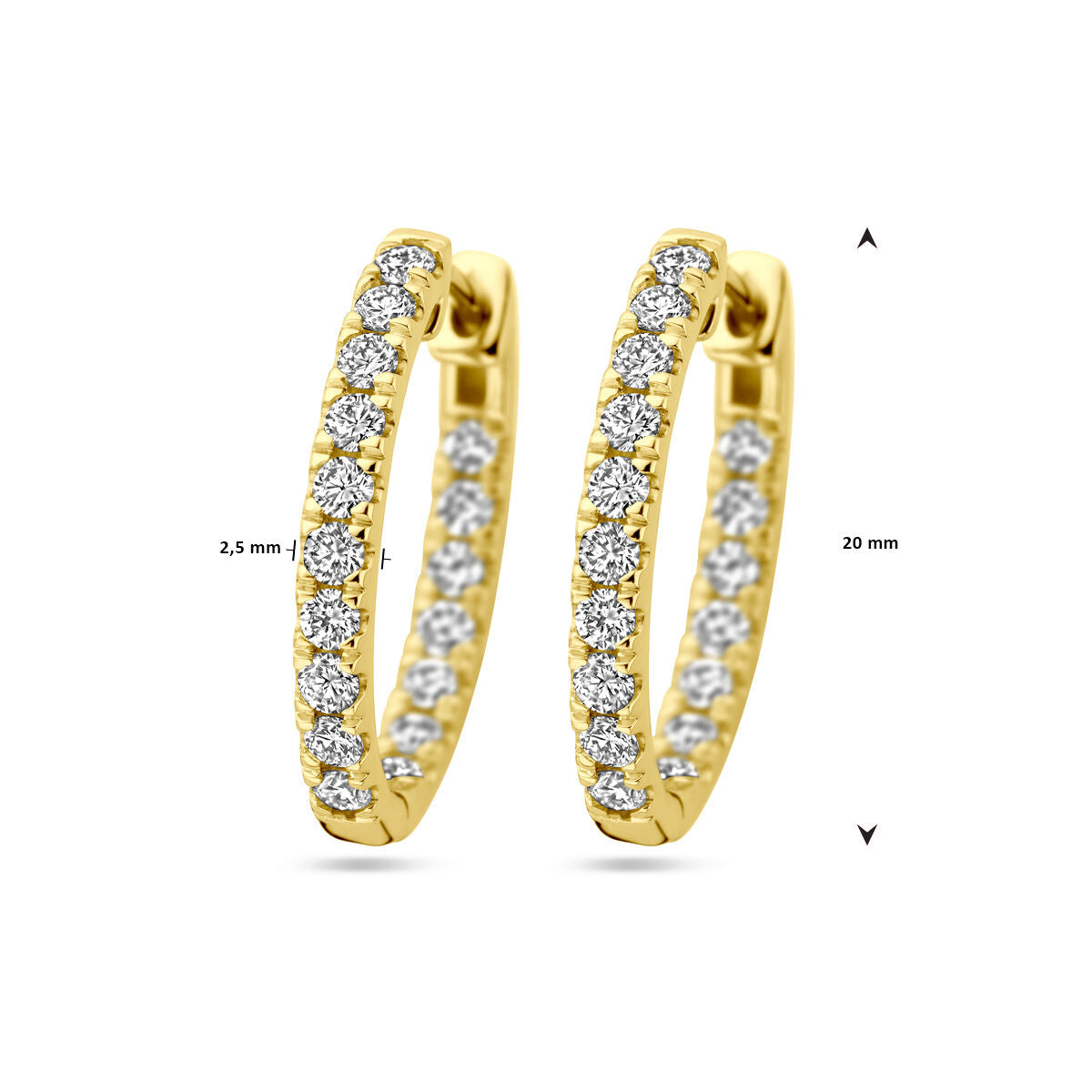 créoles en diamant lab grown 0.96ct (2x 0.48ct) h si or jaune 14K