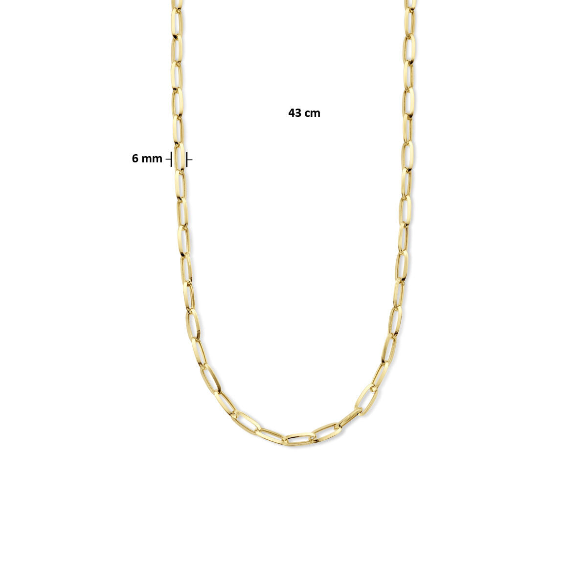 collier paperclip tube pointu 6,0 mm 43 cm or jaune 14K