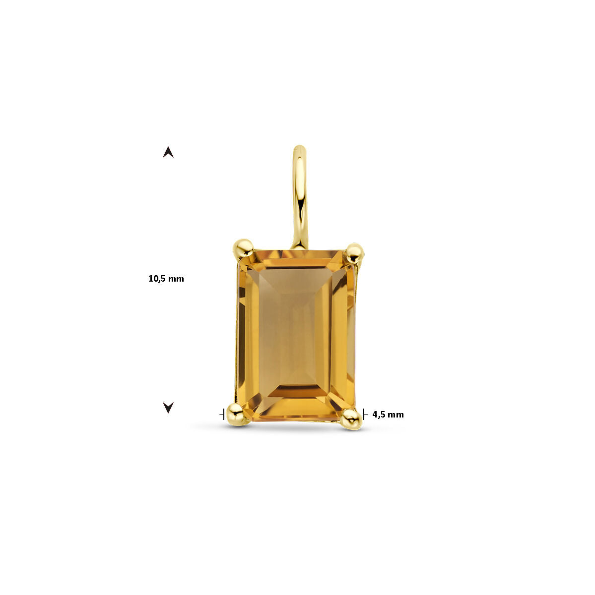 pendentif citrine or jaune 14K
