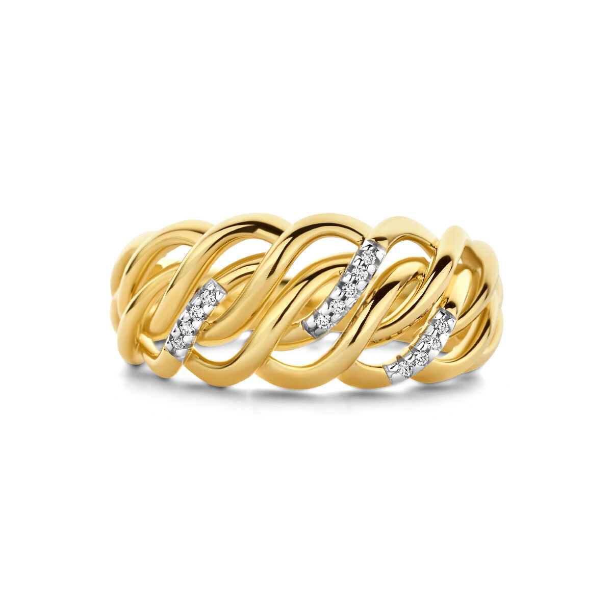 bague diamant 0.04ct h si or jaune 14K