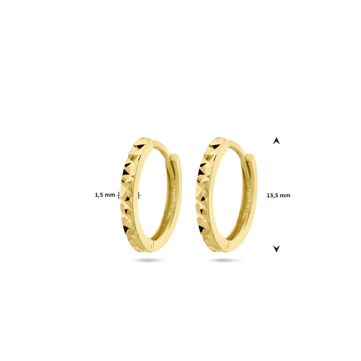 créoles diamantées en or jaune 14K