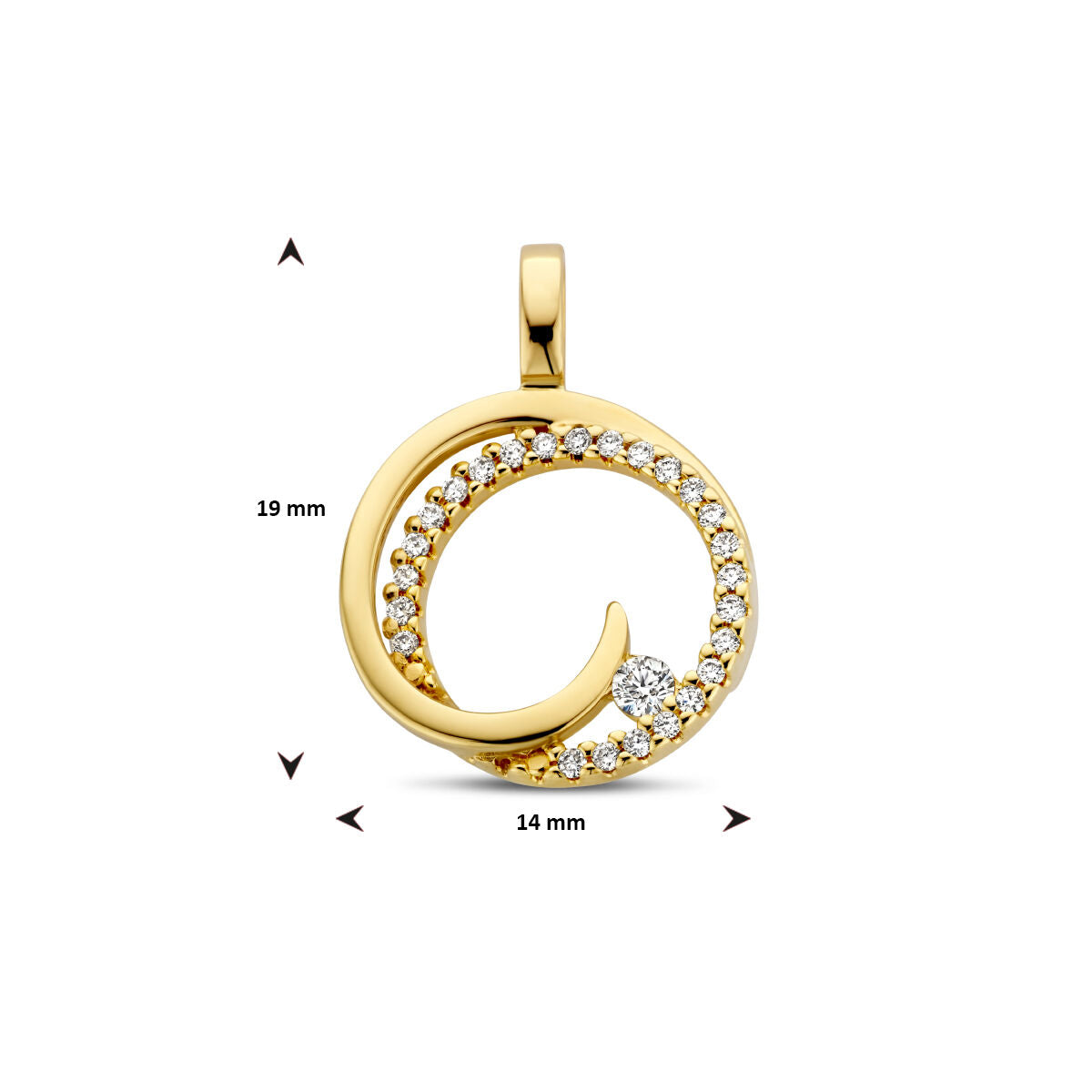 pendentif rond diamant 0.13ct h si or jaune 14K