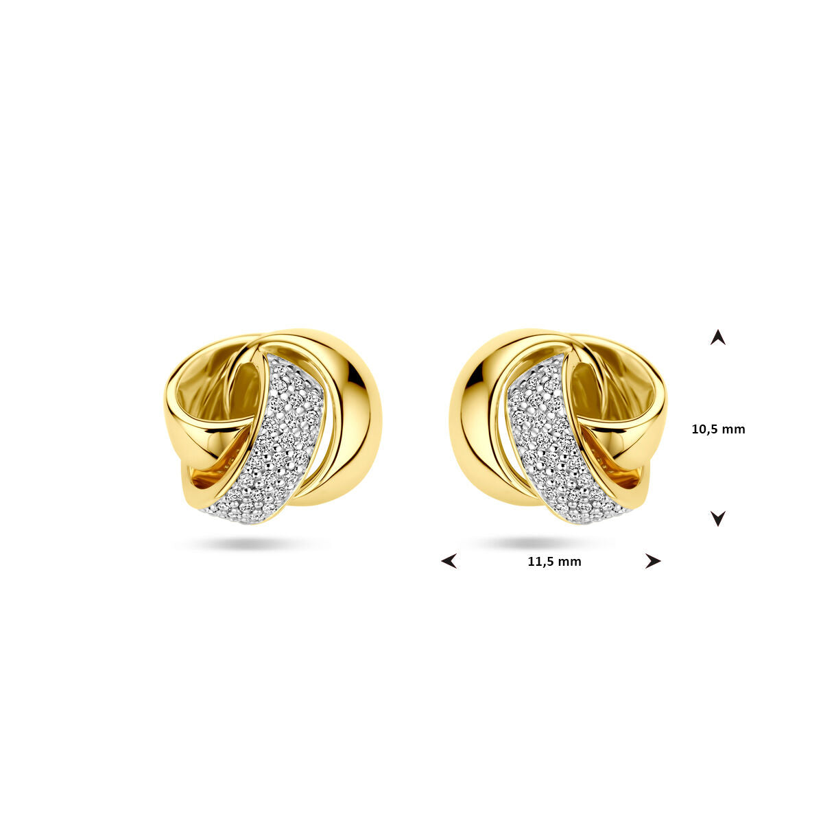 puces d'oreilles nœud diamant 0.19ct (2x 0.095ct) h si or jaune 14K