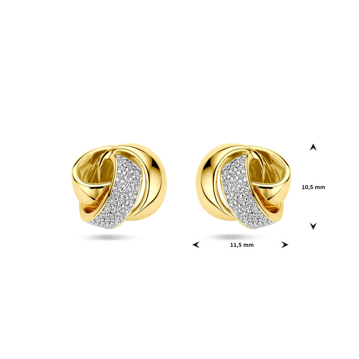 oorknoppen knoop diamant 0.19ct (2x 0.095ct) h si 14K geelgoud