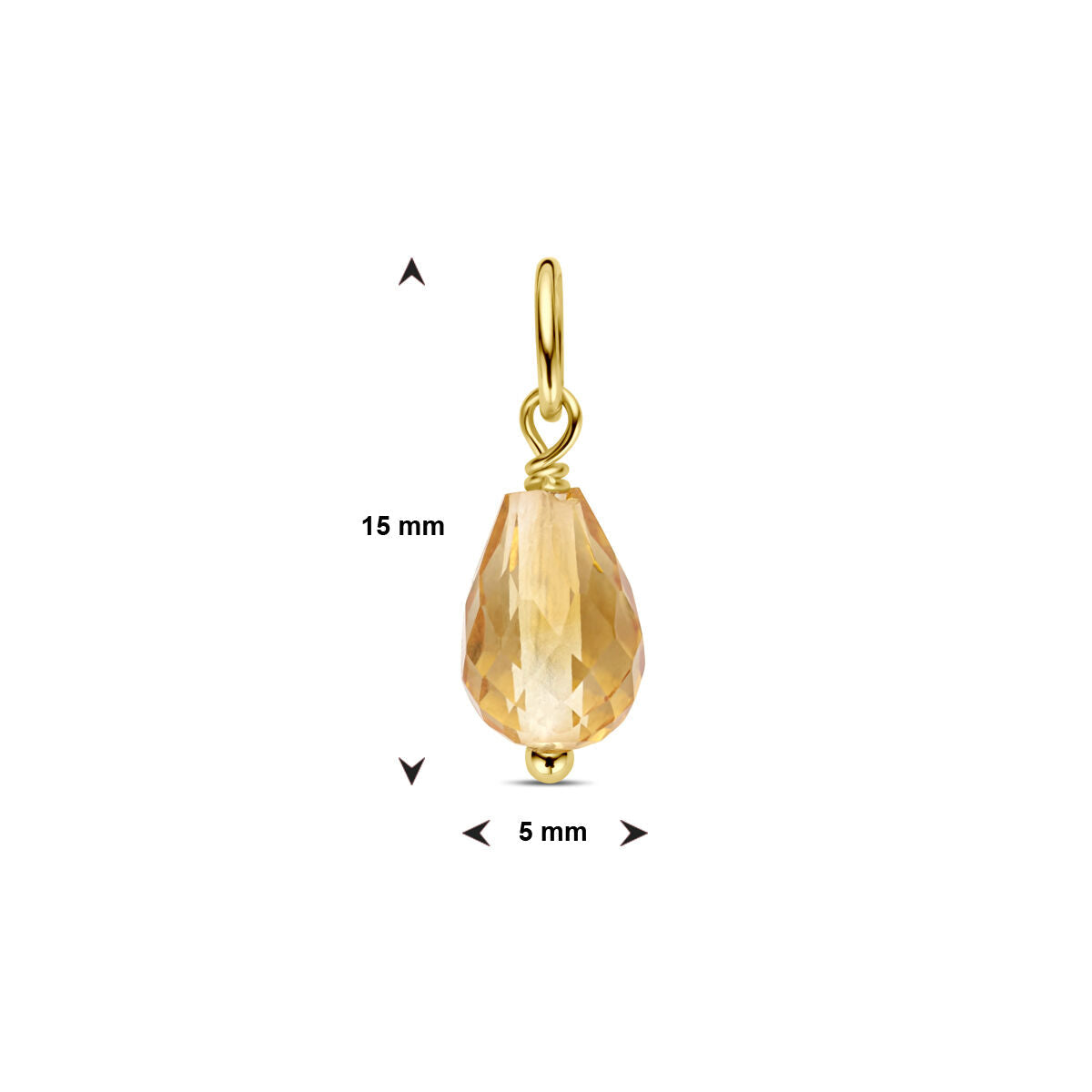 pendentif citrine or jaune 14K