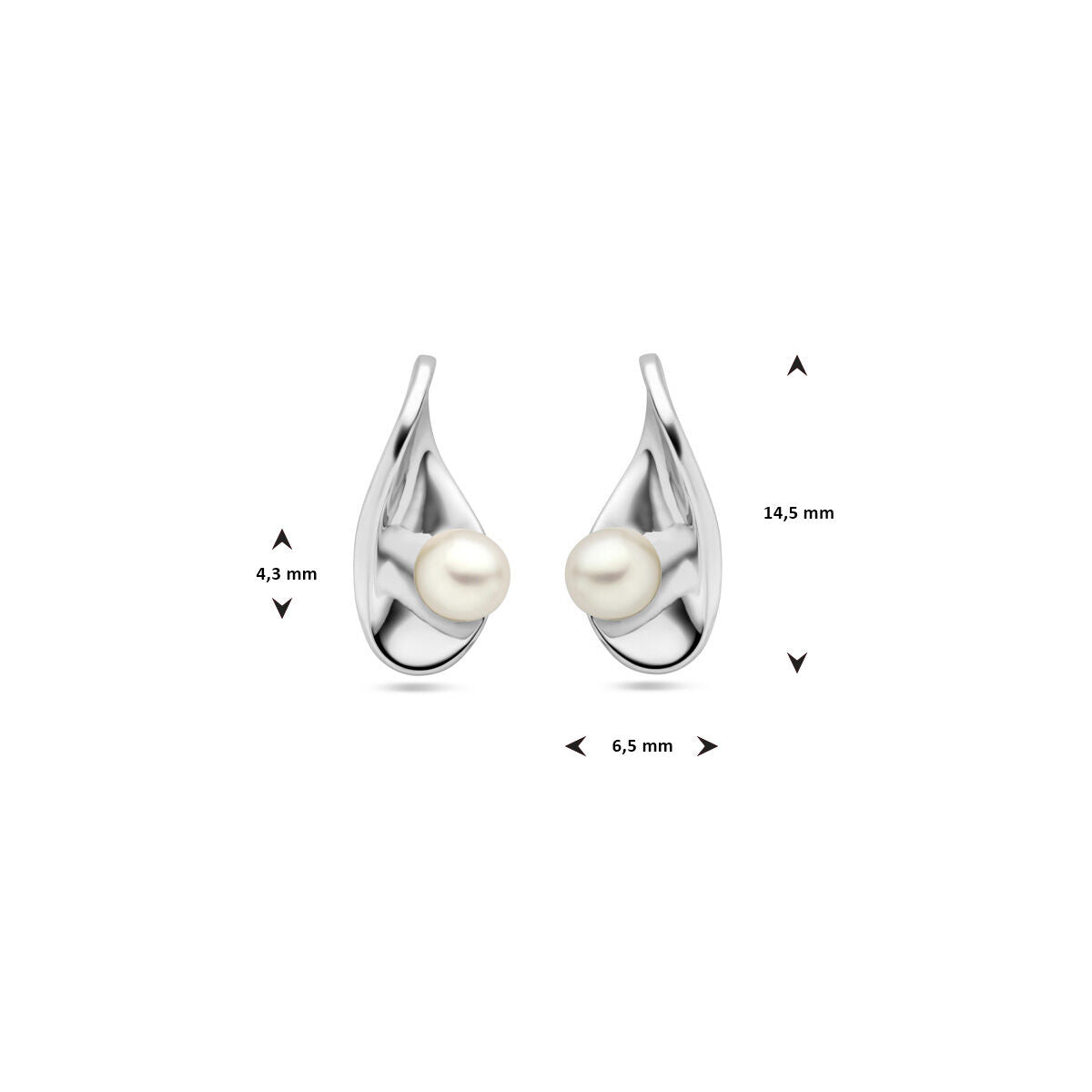 puces d'oreilles perle argent rhodié