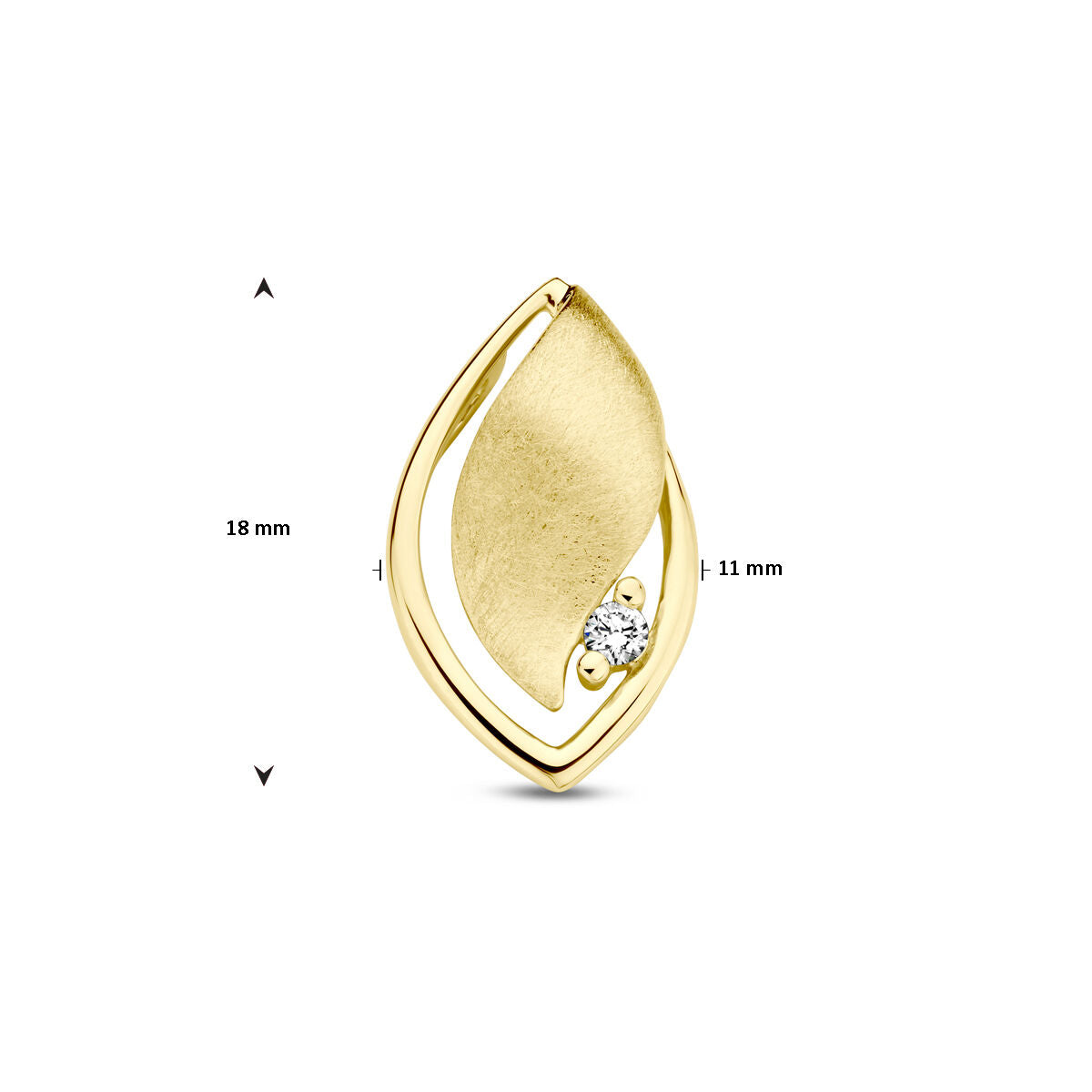 pendentif poli/mat diamant 0.04ct h si or jaune 14K