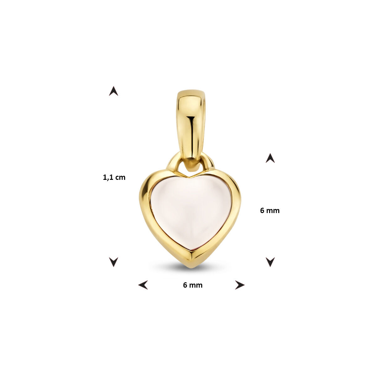 pendentif cœur en pierre de lune or jaune 14K