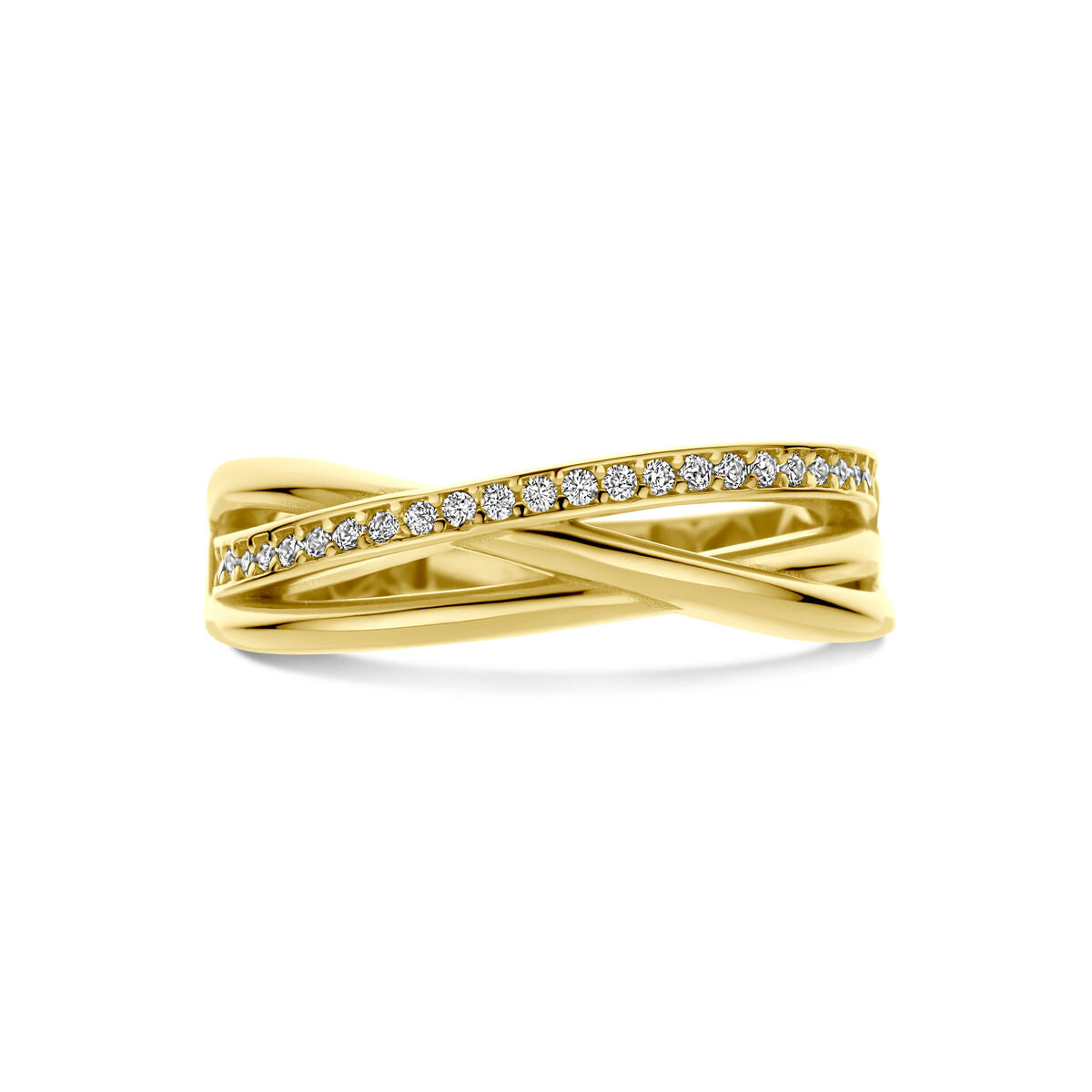 Bague en or jaune zircone 14K torsadée