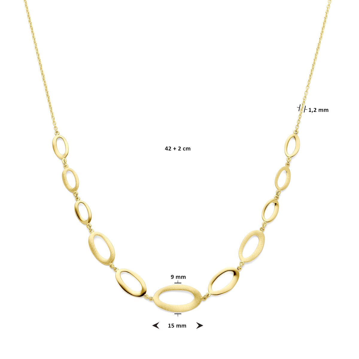 collier 42 + 2 cm poli/mat or jaune 14K
