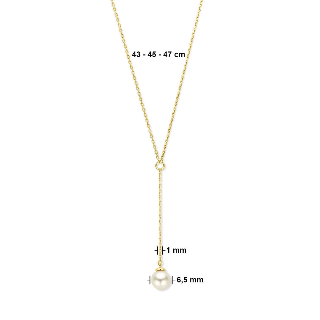 Y-collier parel 14K geelgoud