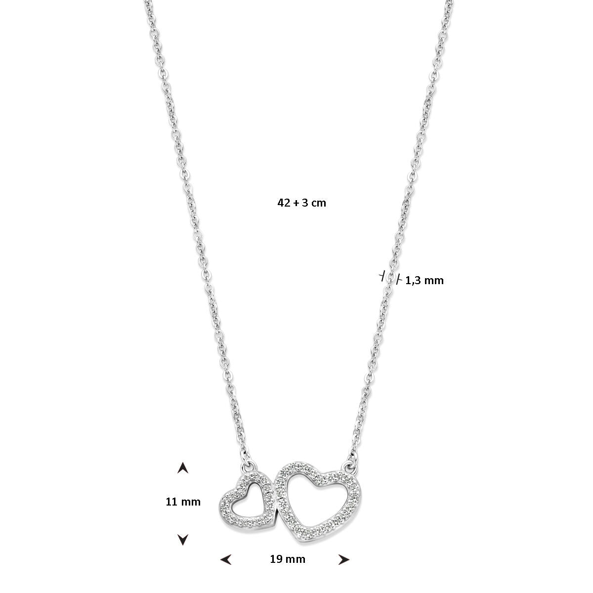 Collier en argent pour femme cœurs zircone rhodié