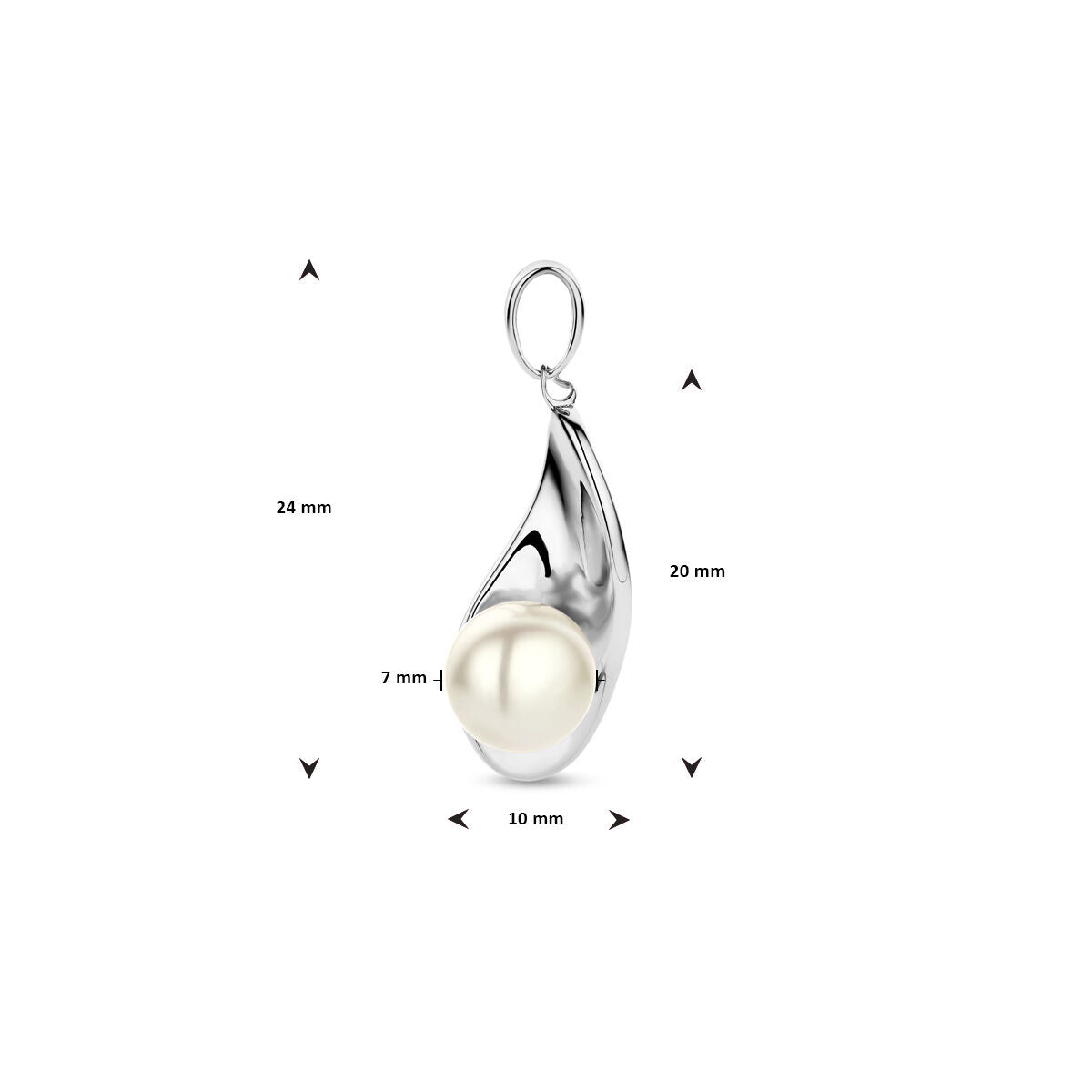pendentif perle argent rhodié