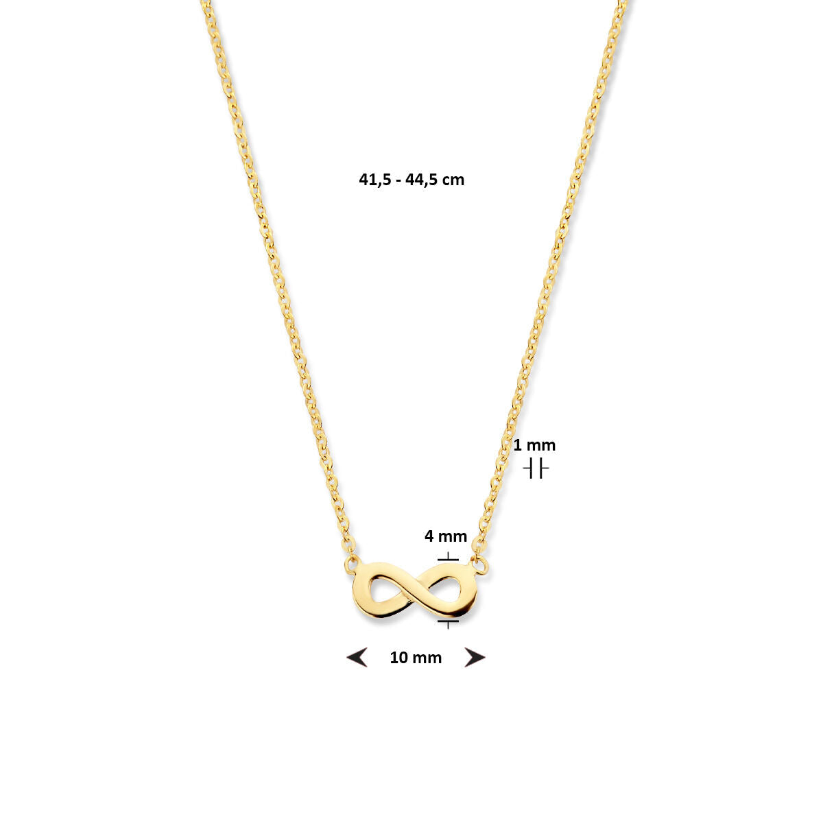 collier infini 41,5 - 44,5 cm or jaune 14K