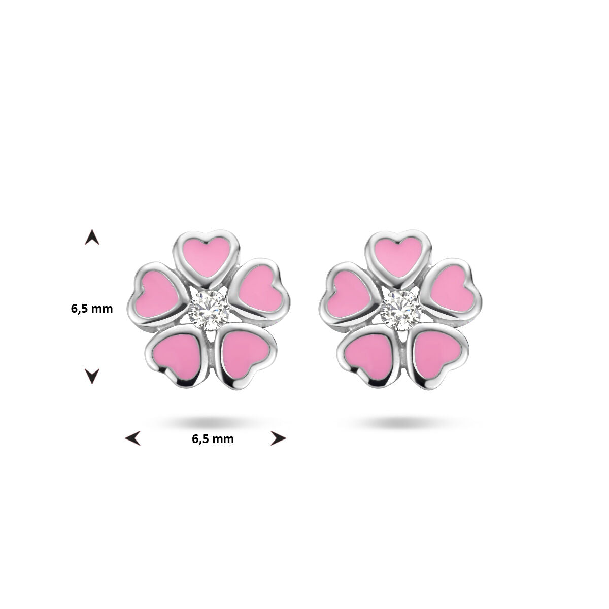 puces d'oreilles fleur zircone argent rhodié