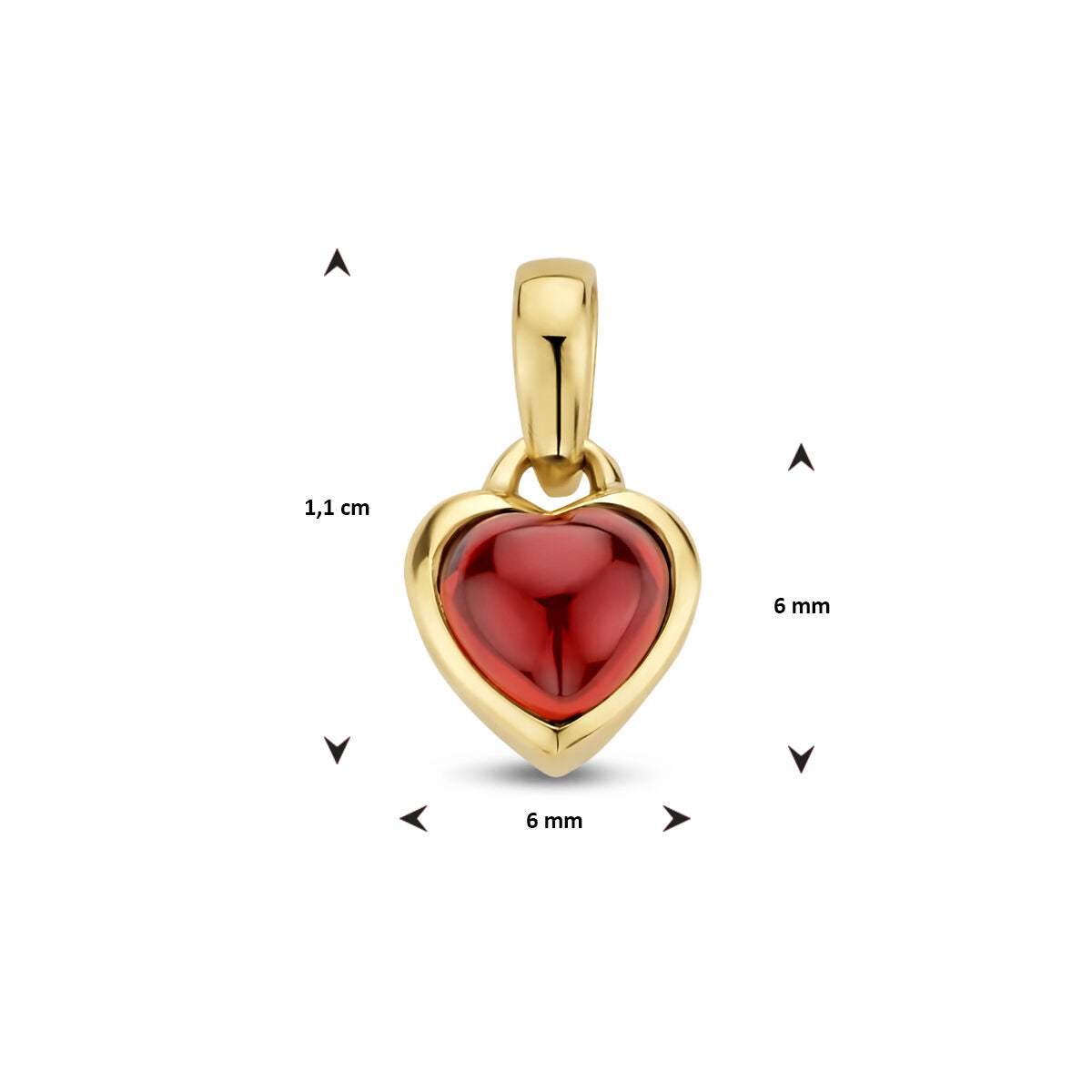 pendentif cœur grenat or jaune 14K