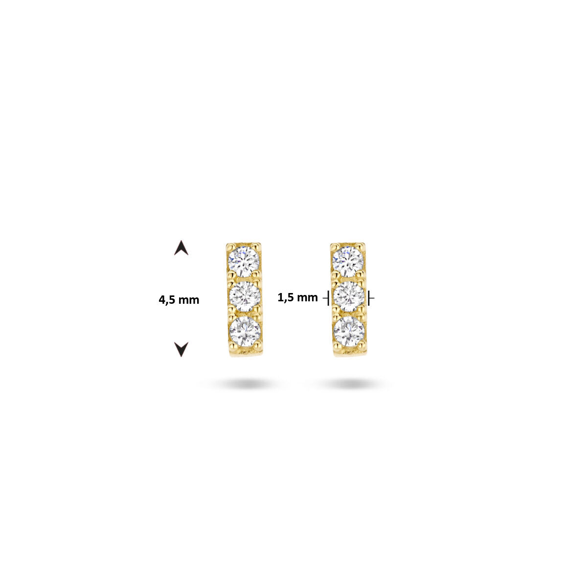 puces d'oreilles zircone 14K or jaune