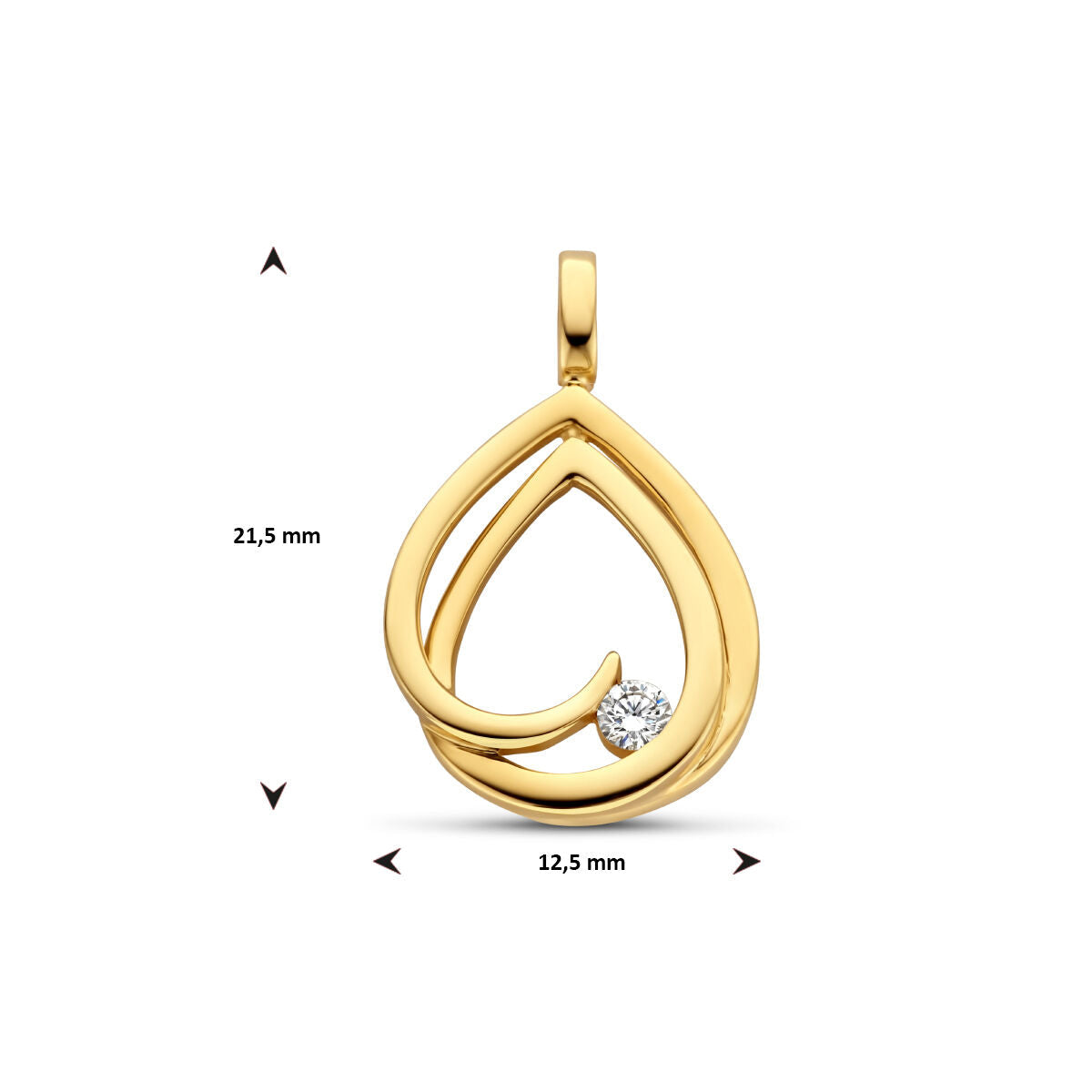 pendentif diamant 0.06ct h si or jaune 14K