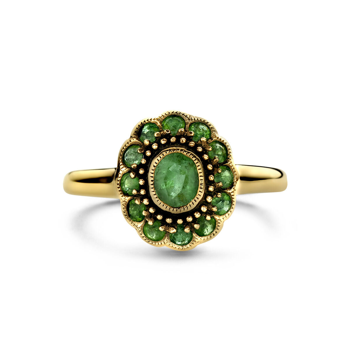 bague émeraude 14K or jaune