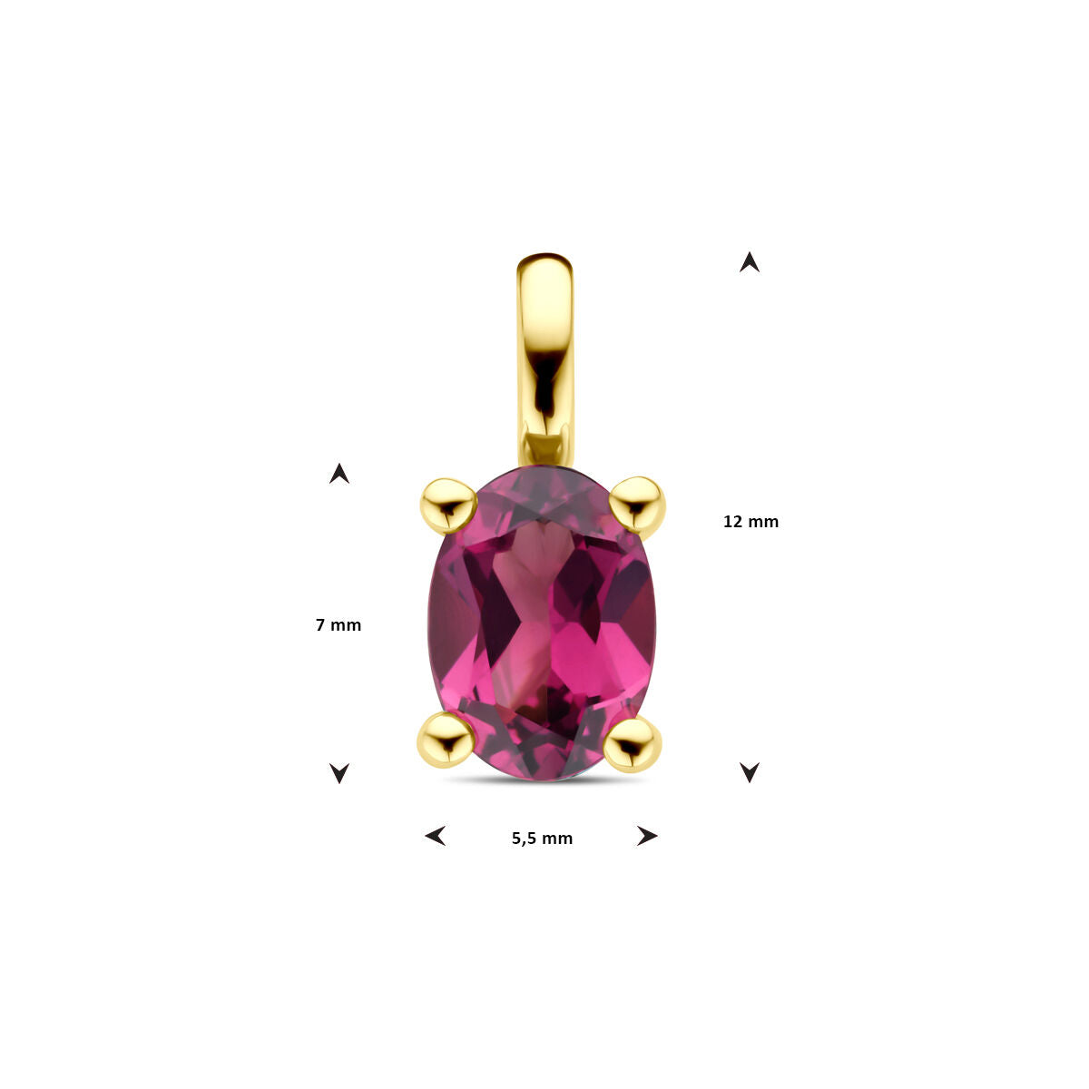pendentif en rhodolite rose en or jaune 14K