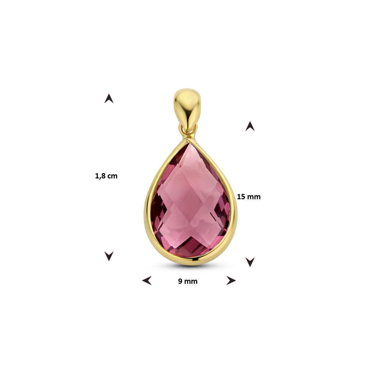 pendentif quartz rhodolite or jaune 14K