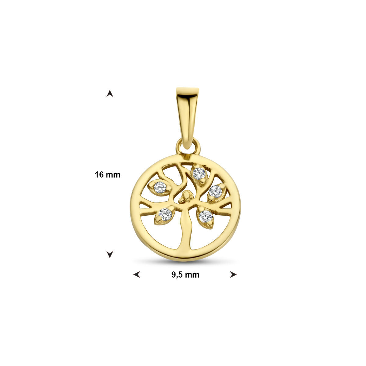 pendentif arbre de vie zircone 14K or jaune