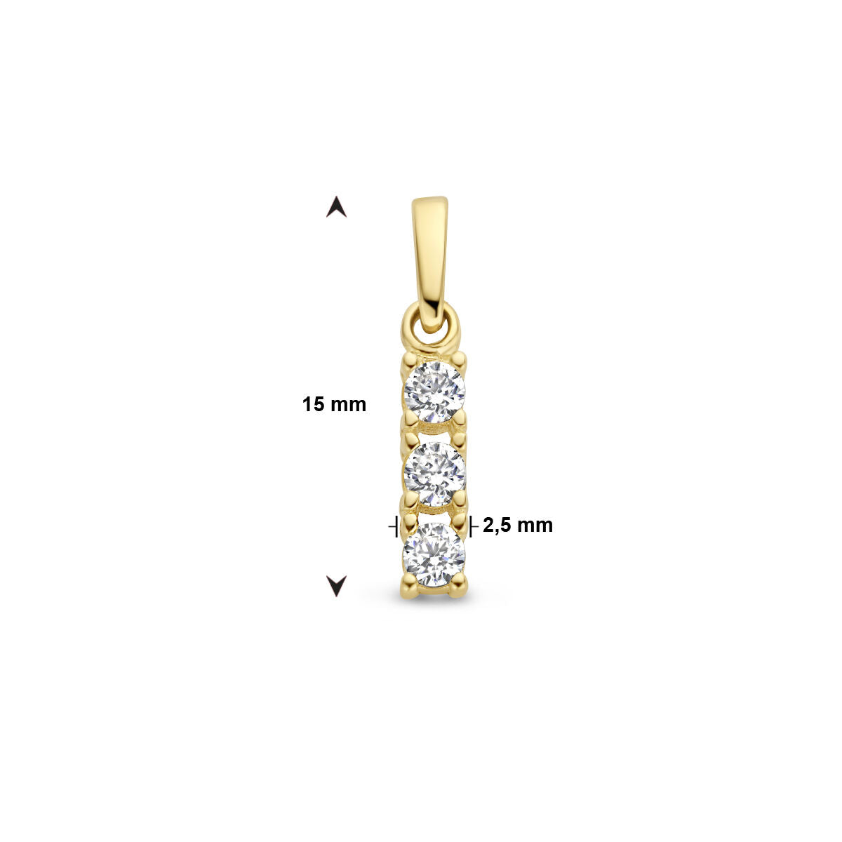 pendentif zircone 14K or jaune