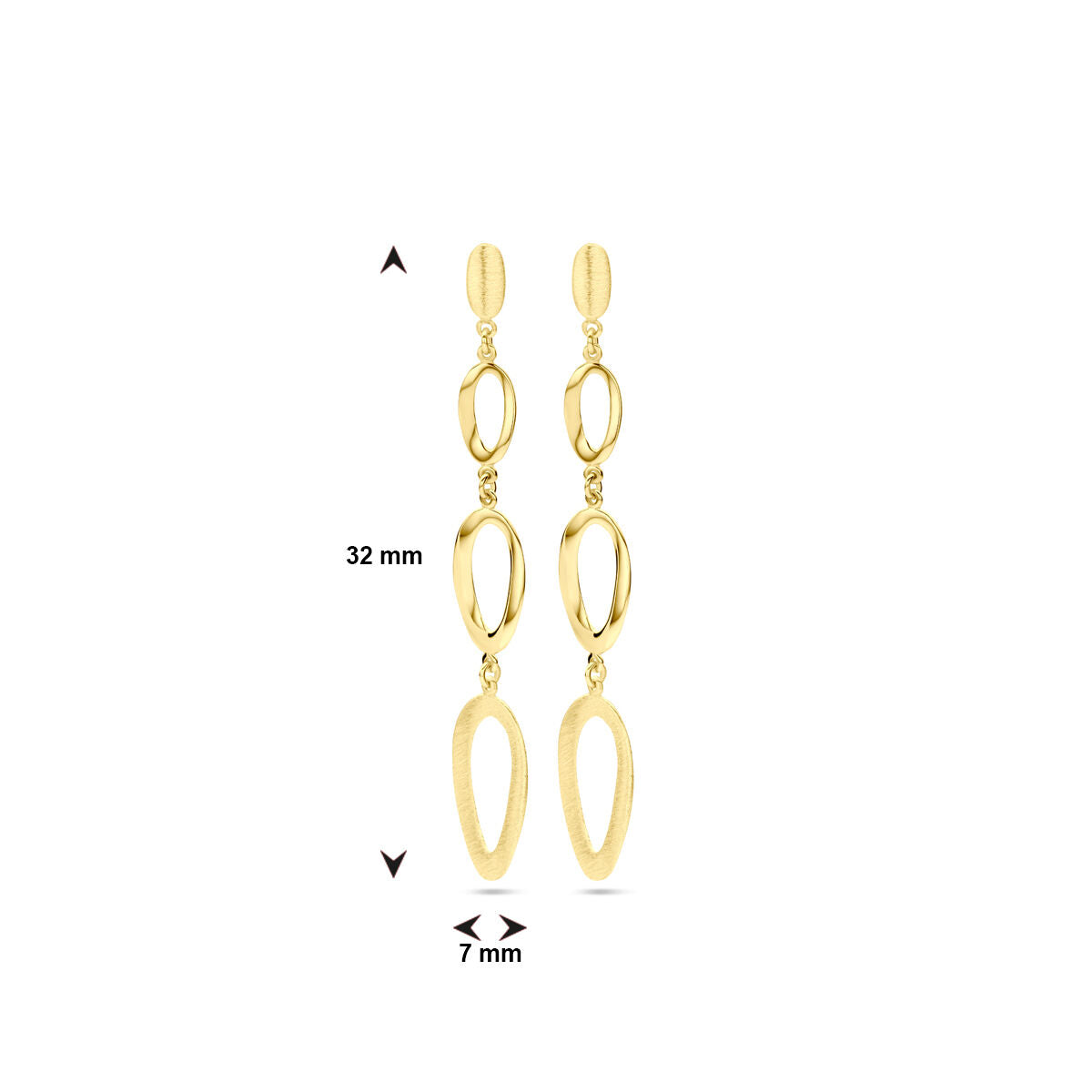 boucles d'oreilles poli/mat 14K or jaune