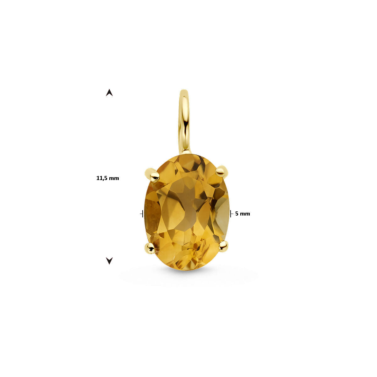 pendentif citrine or jaune 14K