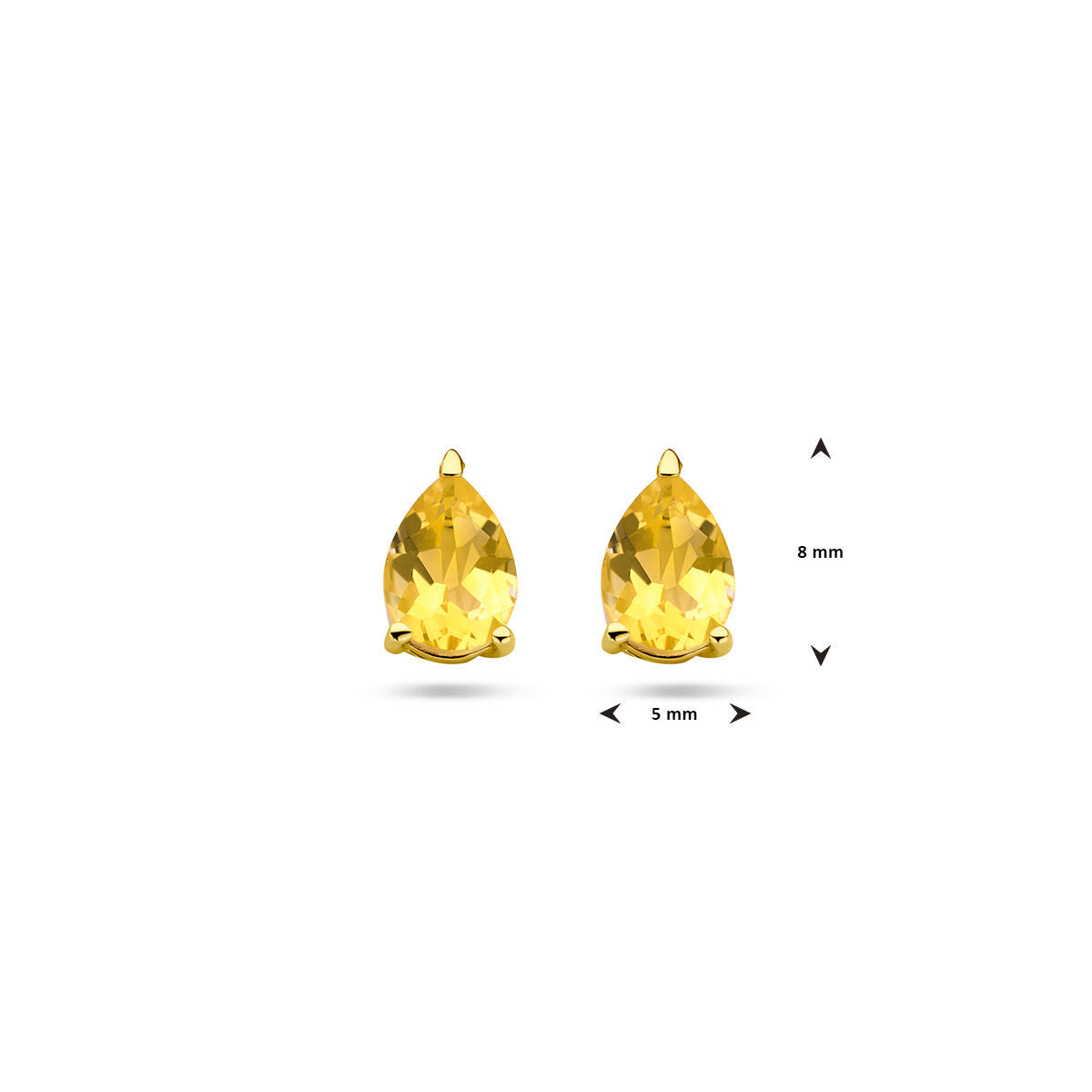 puces d'oreilles citrine or jaune 14K