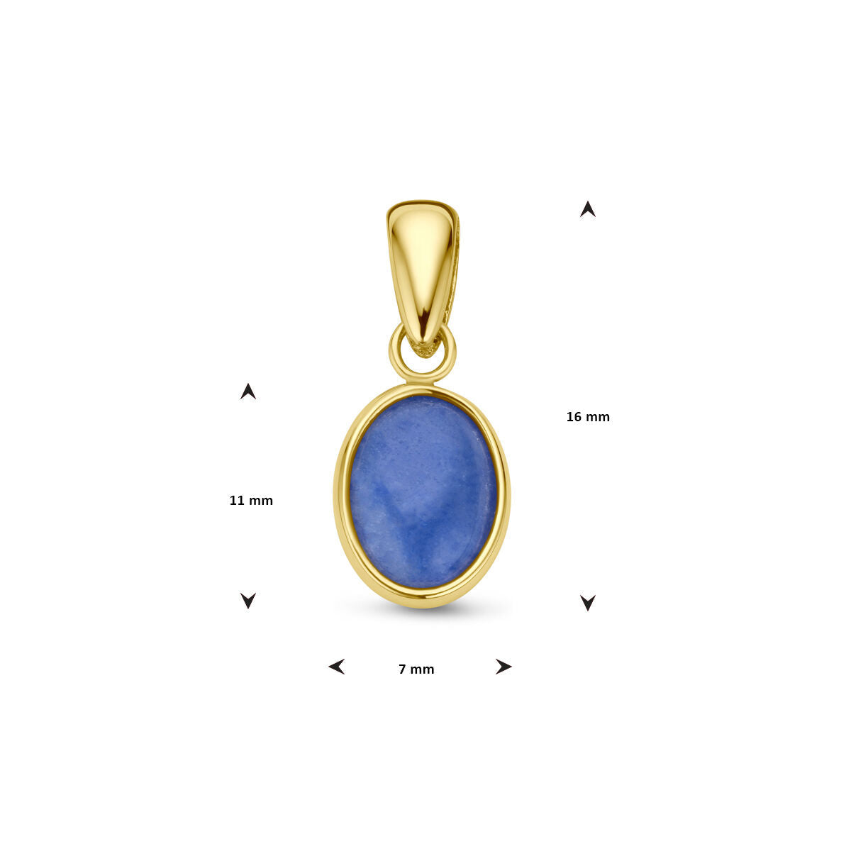 pendentif quartz bleu 14K or jaune