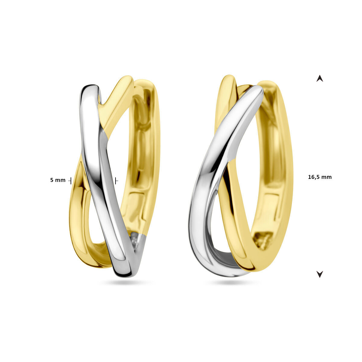 créoles 14K or bicolore jaune/blanc