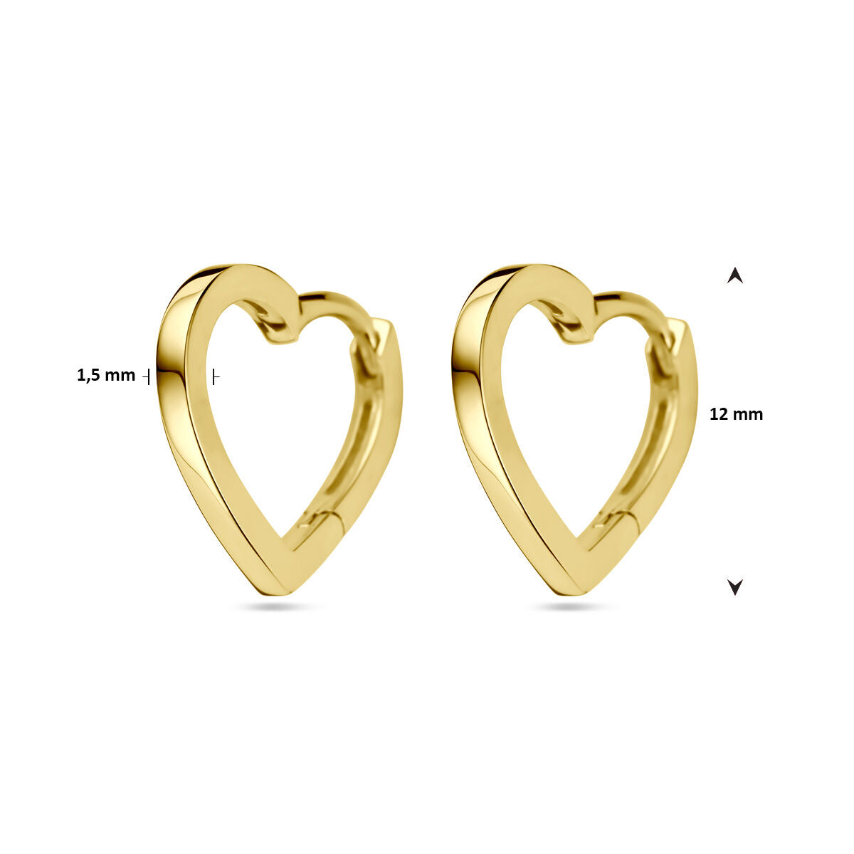 créoles en forme de cœur en or jaune 14K