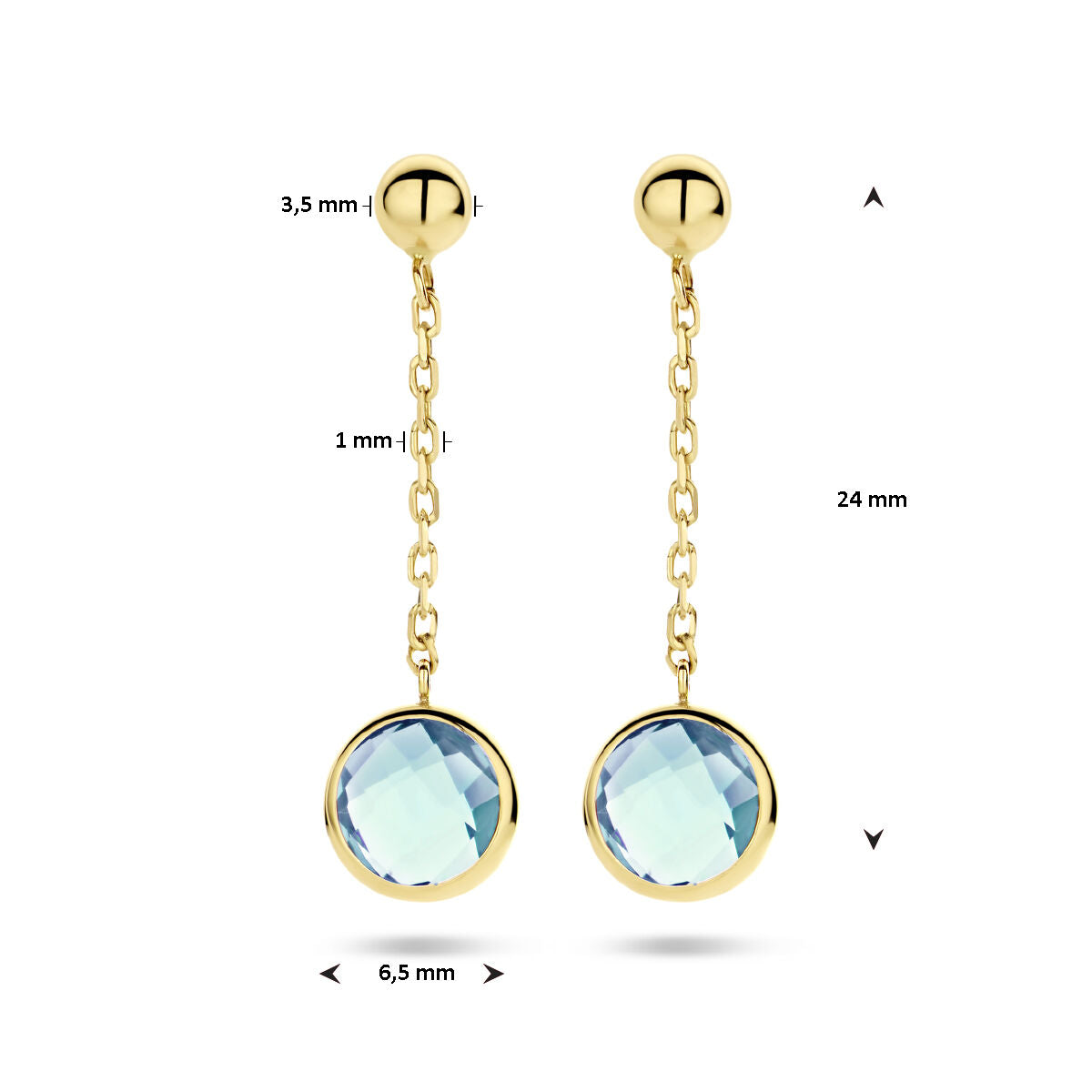 boucles d'oreilles topaze 14K or jaune