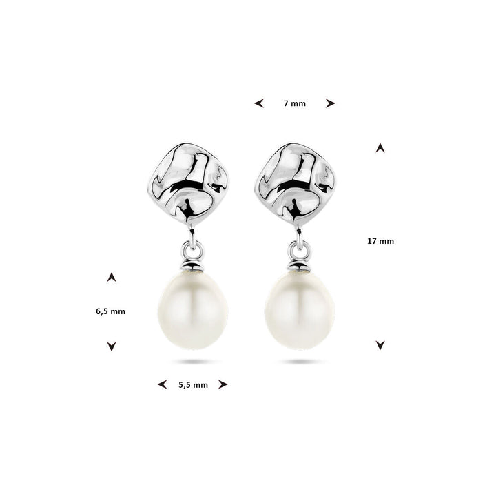 oorhangers parel zilver gerhodineerd