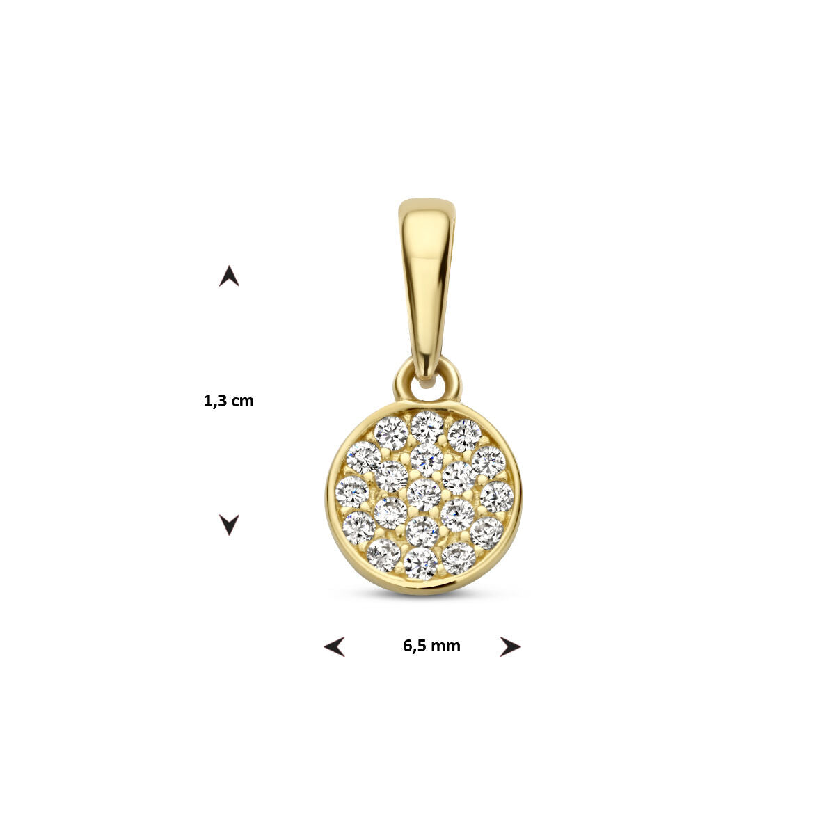 pendentif rond zircone 14K or jaune