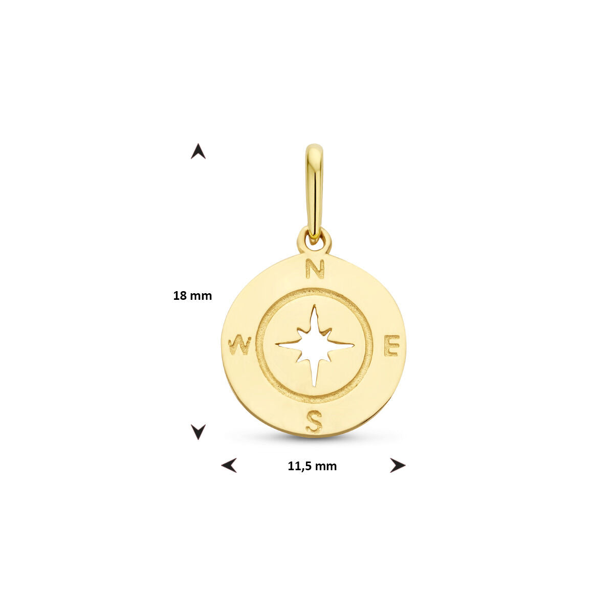 pendentif compas or jaune 14K