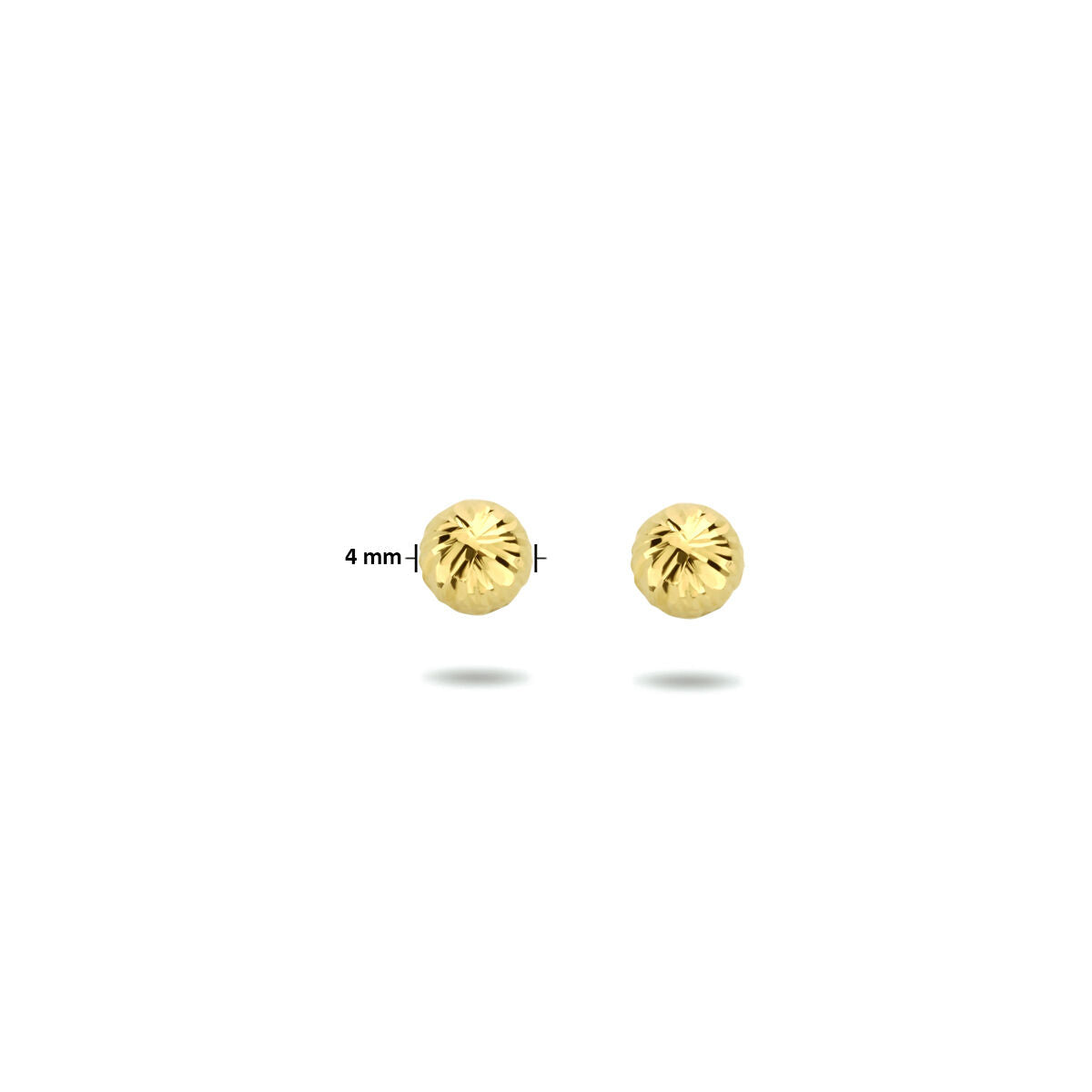 puces d'oreilles boule diamantée 14K or jaune