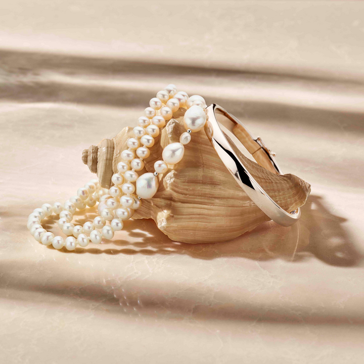 Zilveren armband dames parels gerhodineerd