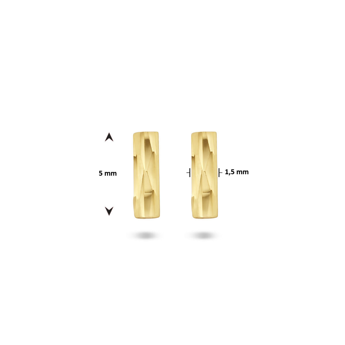 puces d'oreilles barre diamantée 14K or jaune