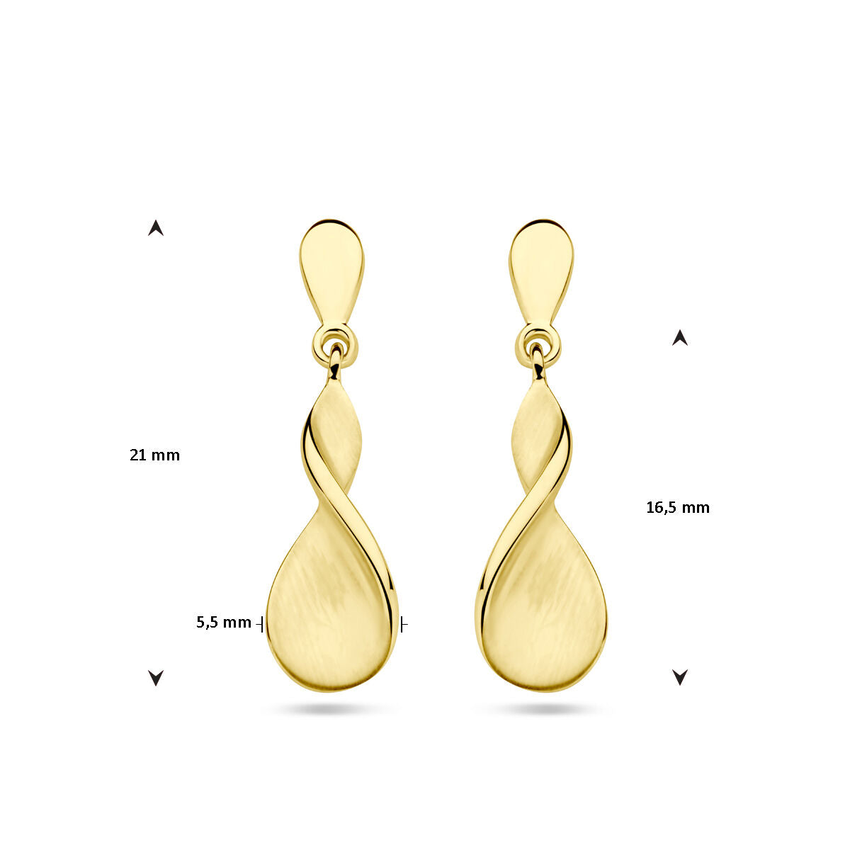 boucles d'oreilles poli/mat 14K or jaune