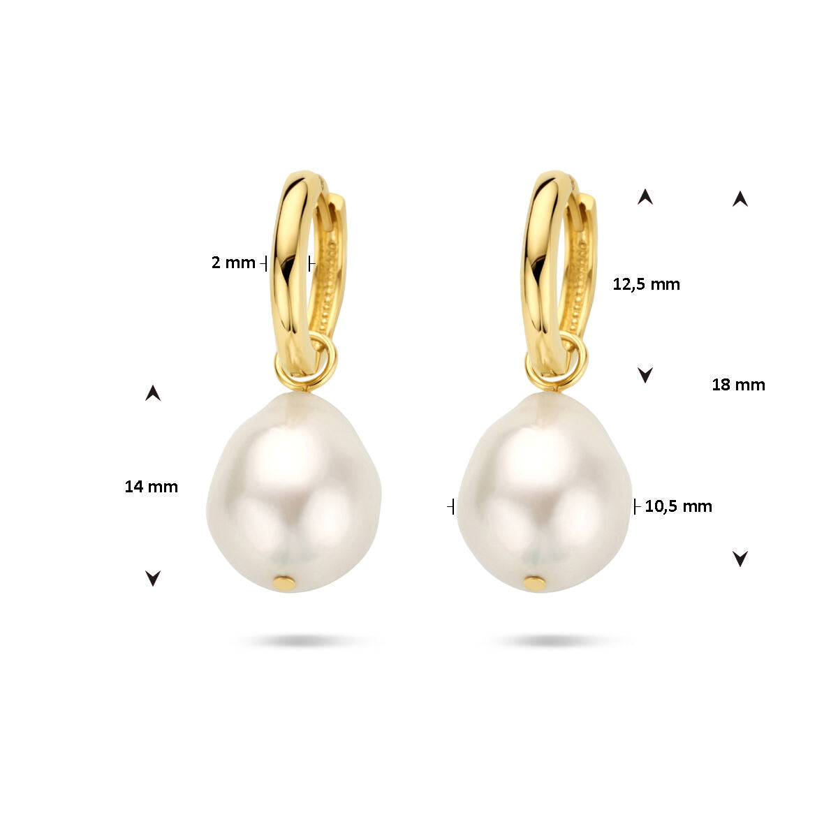 créoles baroque perle 14K or jaune