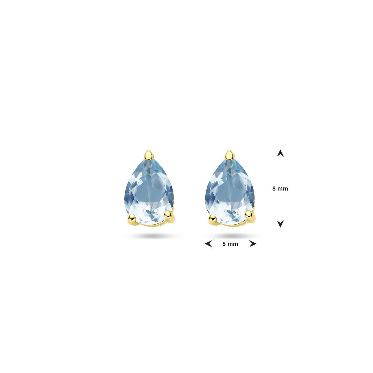 puces d'oreilles topaze bleue 14K or jaune