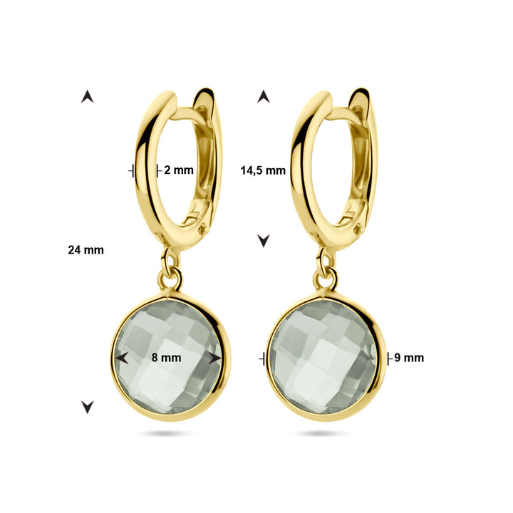 klapoorringen groen amethist 14K geelgoud