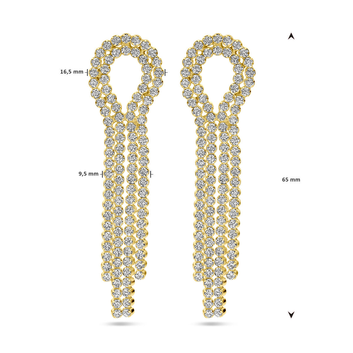 boucles d'oreilles zircone 1 micron argent plaqué or (jaune)