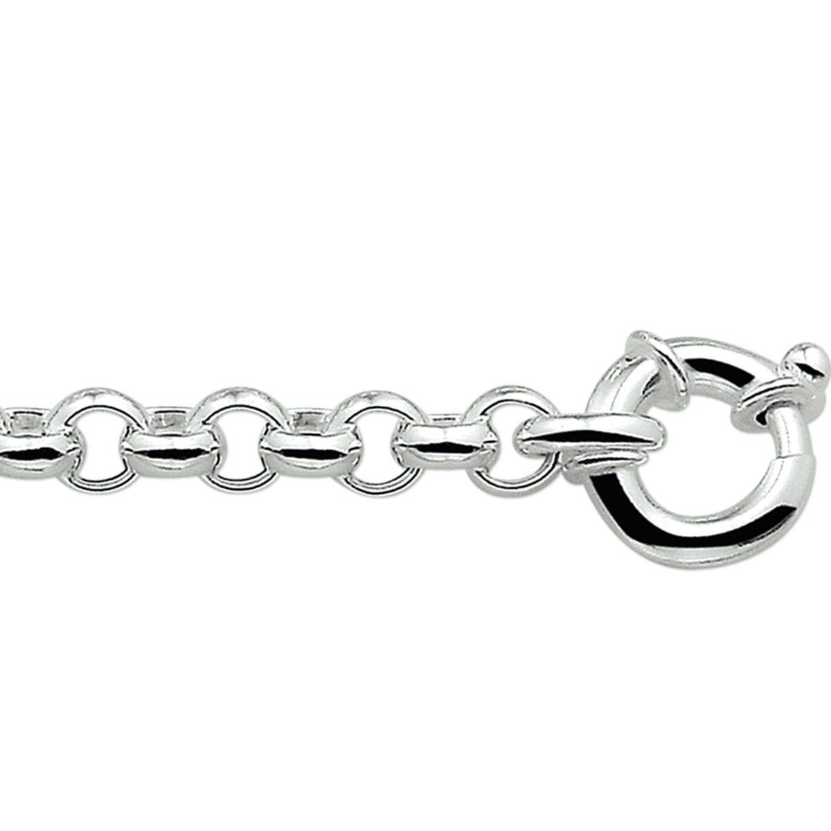 Bracelet jasseron en argent blanc de 7 mm avec un grand fermoir à ressort.