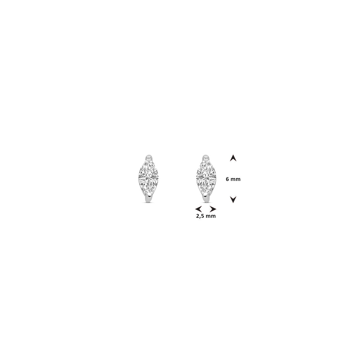puces d'oreilles zircone 6 mm argent rhodié