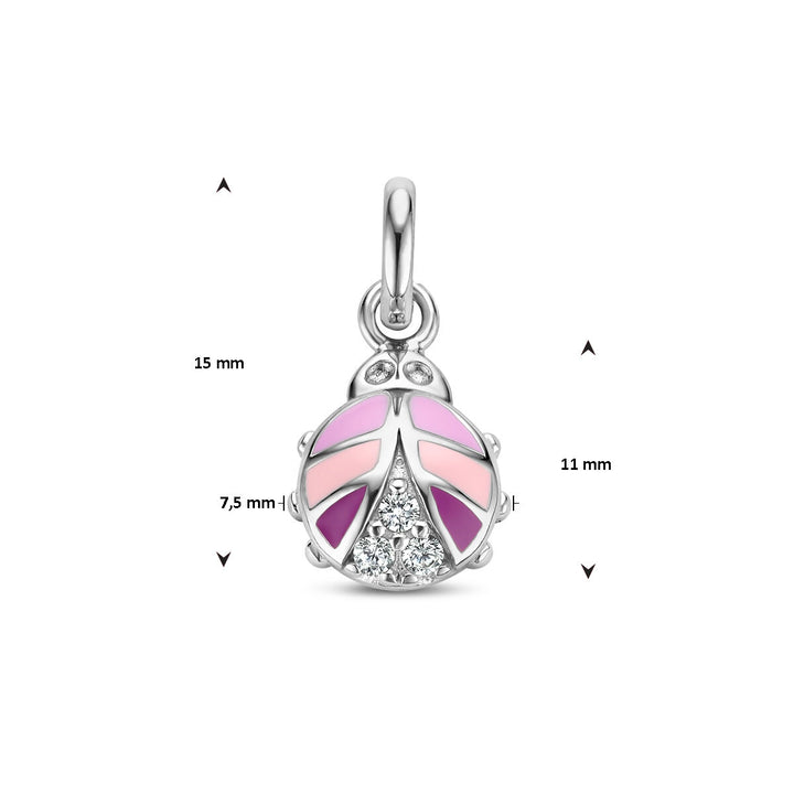 hanger lieveheersbeestje zirkonia zilver gerhodineerd