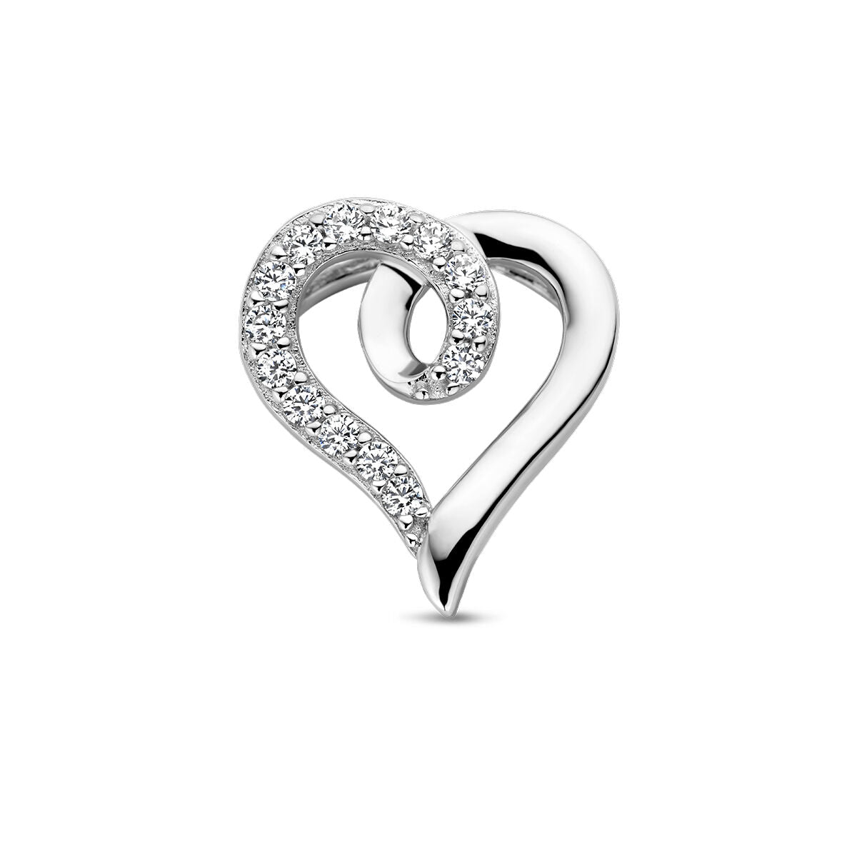 pendentif cœur et zircone argent rhodié